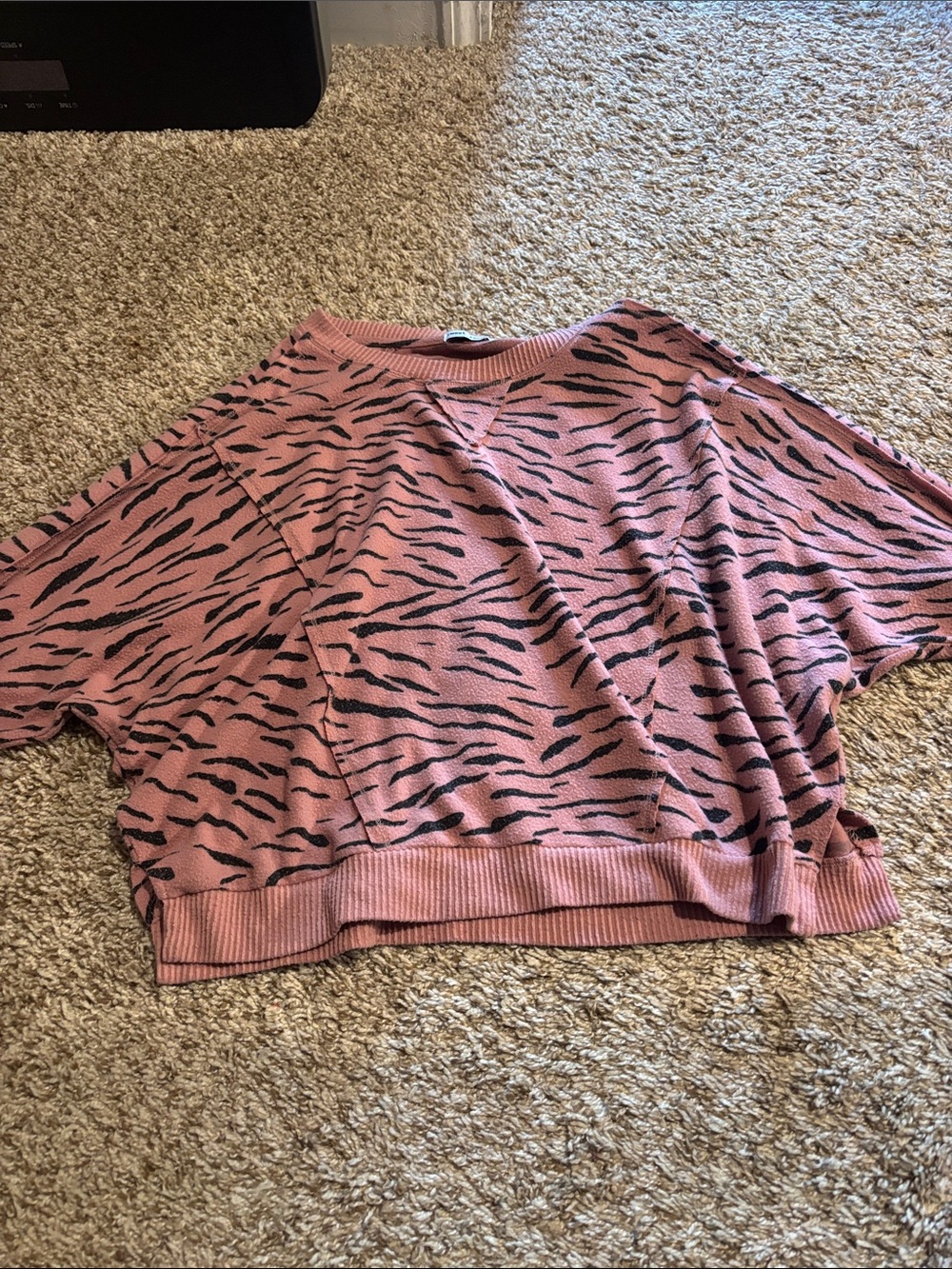 Sweet Romeo Pink Zebra-Print Scoop Neck Sweater